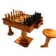 Teak Chess Package including Table, Stools and Pieces 