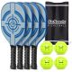 Premium Starter PickleBall Set with 4 Paddles, 4 Regulation Pickleballs and Carry Case. Steel Blue Style.