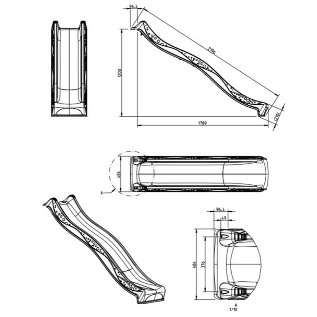 2.2m Blue Wave HPDE Slide with Water Attachment